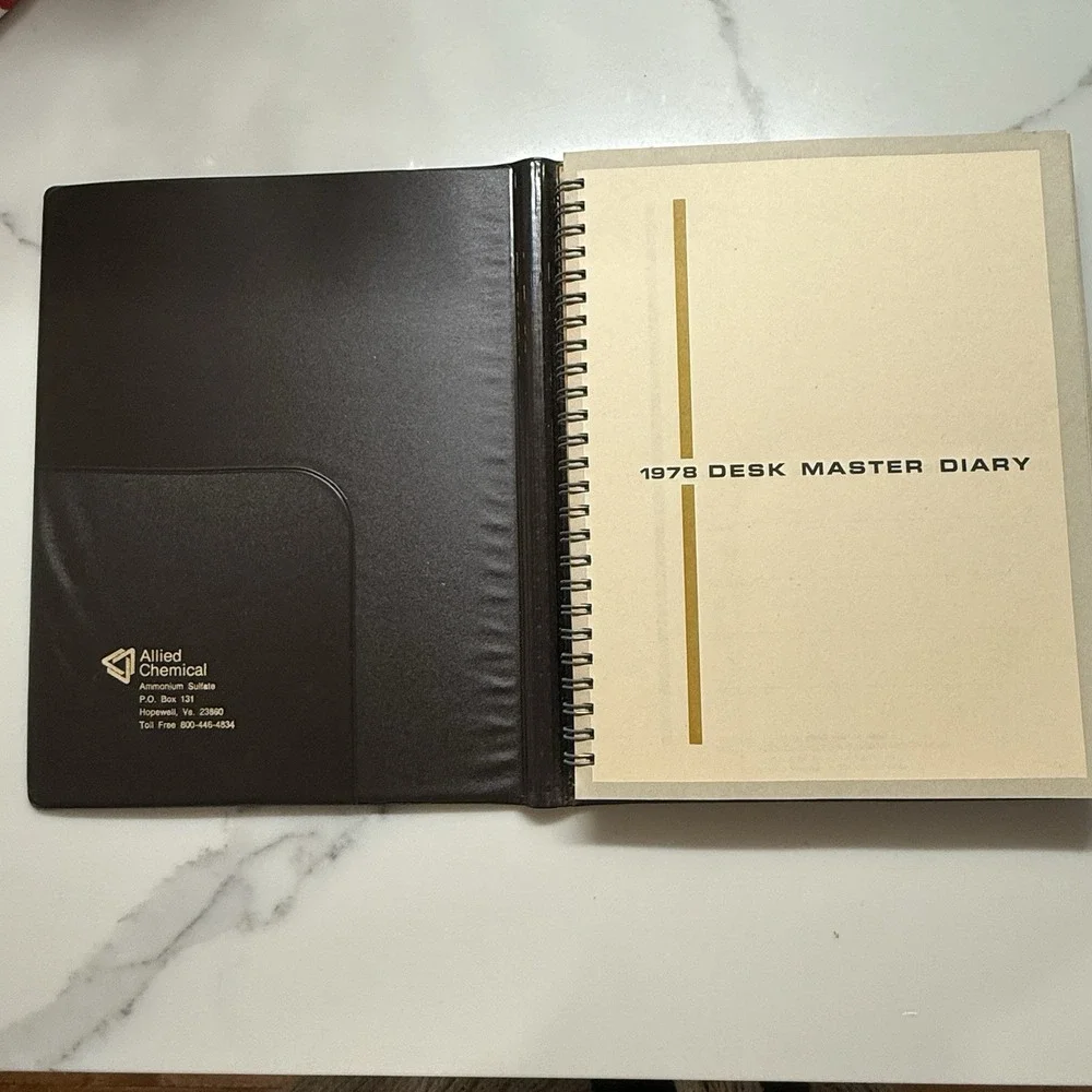 Vintage‎ 1978 Desk Diary Calendar– Embossed Faux Leather Cover – Birds & Wheat